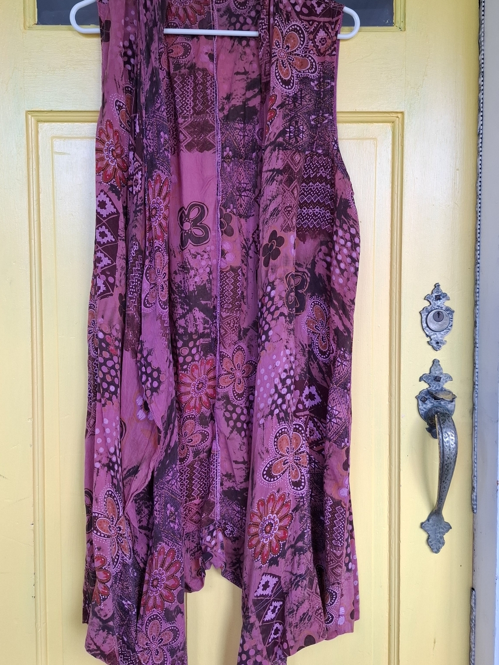 Tianello Pink and Purple Floral Open-Front Drape Vest